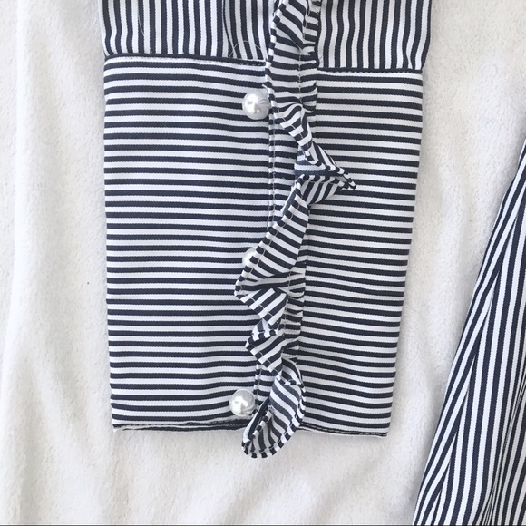 SOLD!!  Striped Cold Shoulder Top with Pearls - Picture 3 of 6